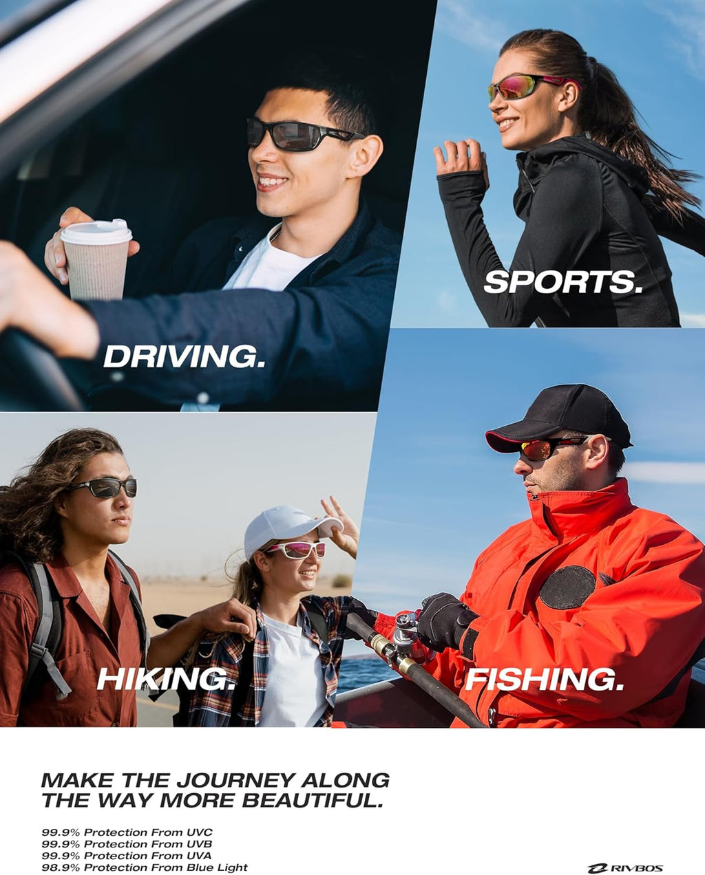 RIVBOS Polarized Sports Sunglasses - TR90 Frame for Men & Women | Ideal for Cycling, Fishing, Running