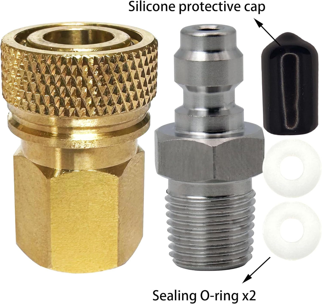 Skiennix Quick-Disconnect Set - 1/8 Inch NPT Female Connector & 8mm Male Plug for PCP & Paintball