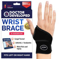 Doctor Developed Wrist Brace - Carpal Tunnel & Arthritis Support - Ideal for Fitness | Black, Small