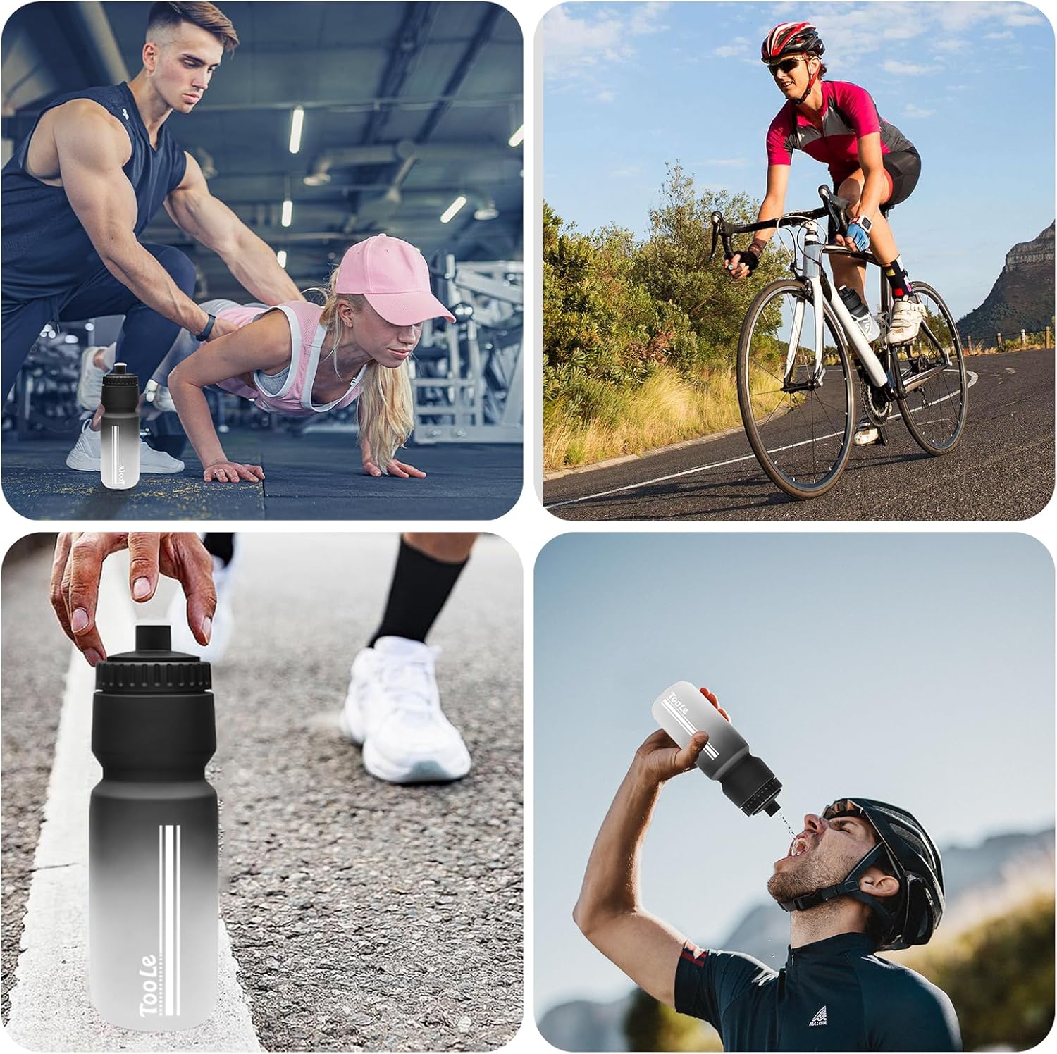 Skiennix Bike Water Bottle - Leakproof BPA-Free Cycling Bottle with Capacity Scale | 24oz Reusable Design