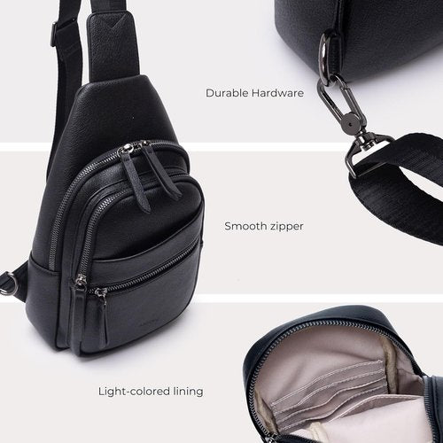 Alldaily Sling Bag for Women - Fashionable Leather Crossbody Purse | Trendy Travel Chest Bag (Black)