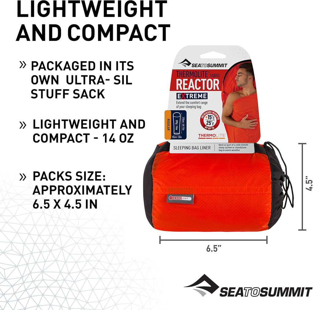 Sea to Summit Thermolite Reactor Extreme Sleeping Bag Liner - Red | 90 x 210 cm for Ultimate Warmth