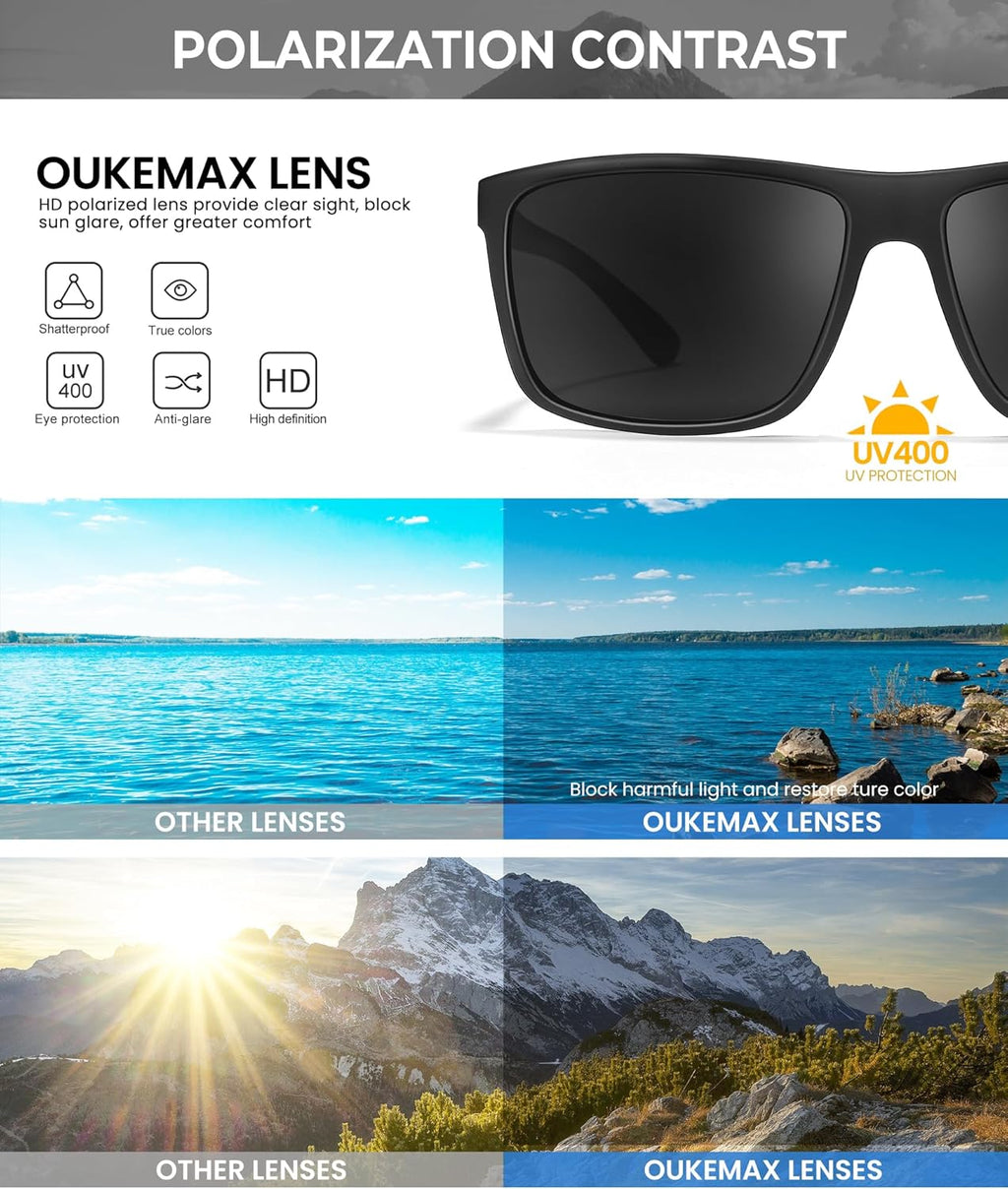 Polarized Sunglasses - UV Protection for Men & Women | 3-Pack for Driving, Sports & Fishing