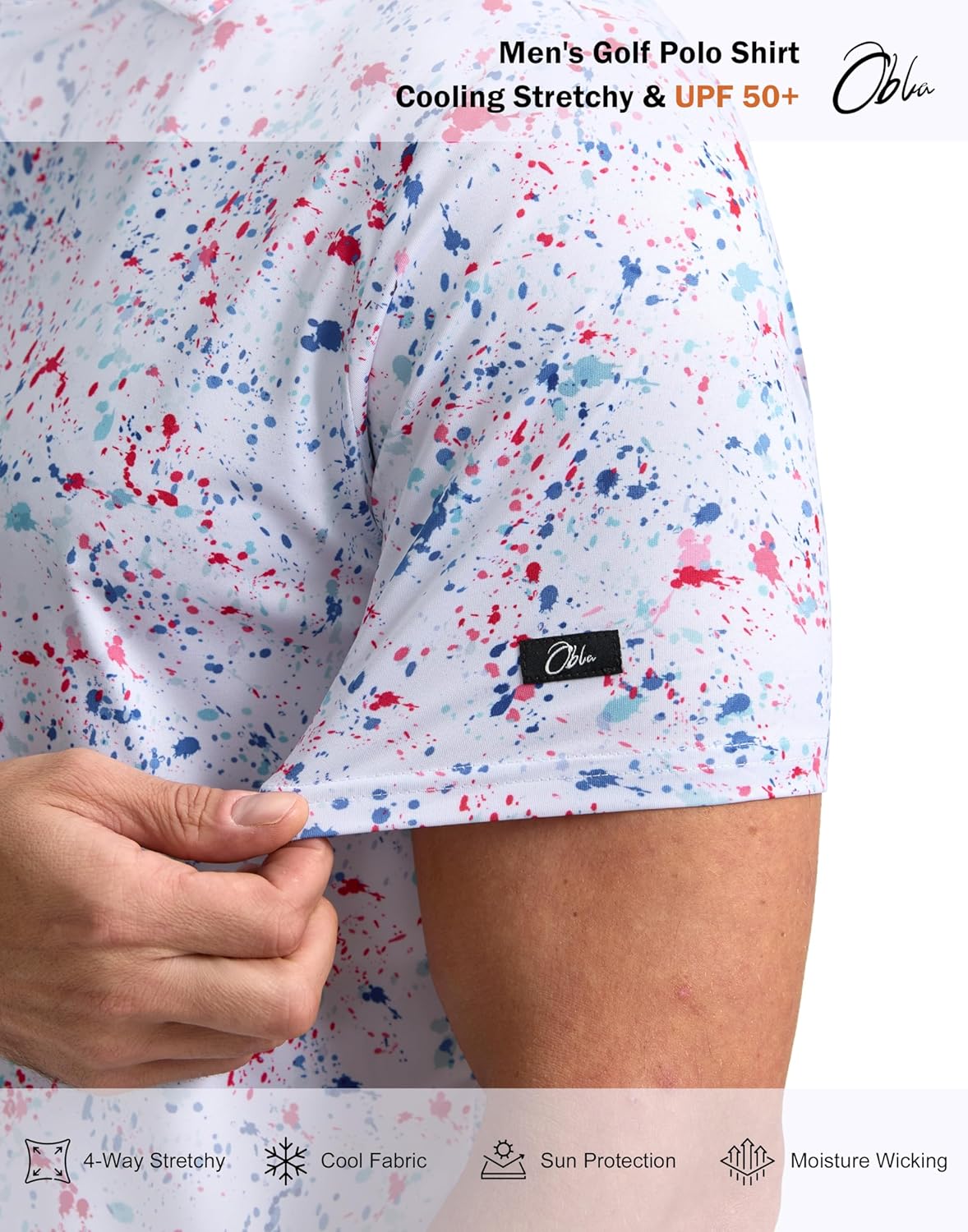 Obla Men's Golf Polo Shirt - Short Sleeve Dry Fit Performance | Moisture-Wicking Casual Style