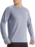 Roadbox Men's Long Sleeve Swim Rash Guard - UPF 50+ UV Sun Protection Shirt | Silver Gray