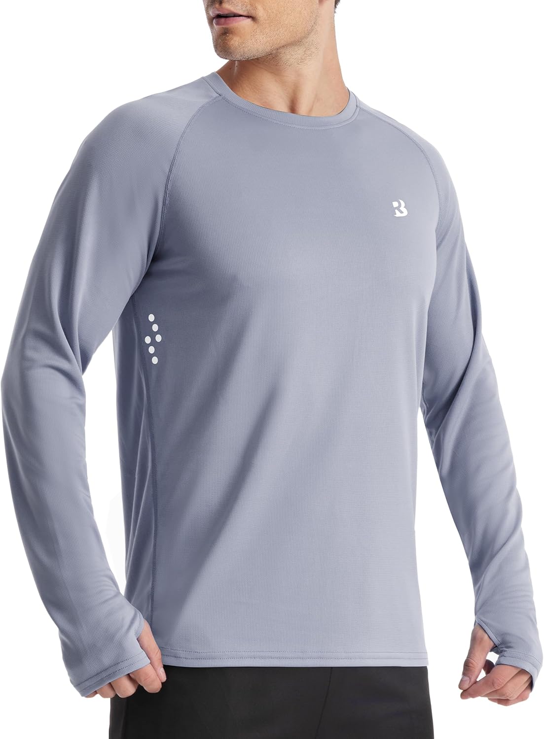 Roadbox Men's Long Sleeve Swim Rash Guard - UPF 50+ UV Sun Protection Shirt | Silver Gray