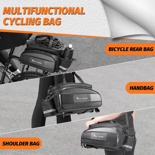 Bike Bags for Bicycles Rear Rack, 31L Panniers Bike Trunk Bags with Reflector, Rain Cover & Shoulder Strap, 3 in 1 Bicycle Rack Bag for Commuter Travel Outdoor