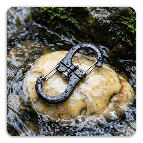 FresKaro 1kN Swivel Carabiner Clip, Heavy Duty Double-Ended Wire gate Carbineers, Small Non Locking Carabiners for Keys, Keychain, Hiking, Camping, Golf Bag, Water Bottle, Backpacking, Black, 5pcs