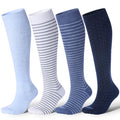 LEVSOX Cotton Compression Socks for Women Men 20-30 mmHg Knee High Cute Support Sock for Flying Nurses Pregnancy