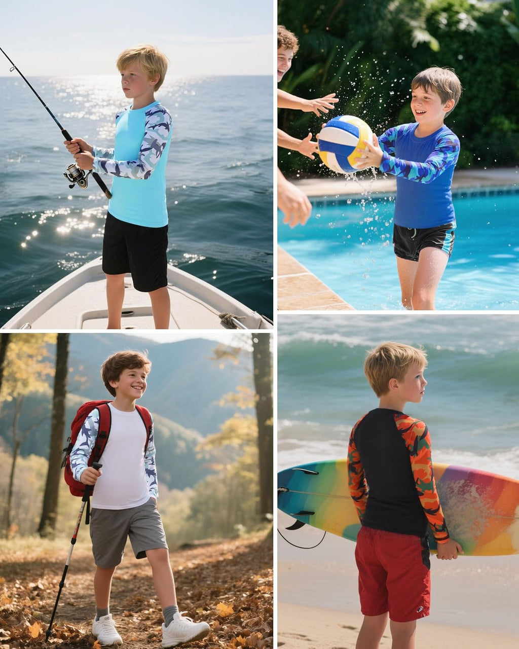 Skiennix Boys Rash Guard Swim Shirt - Long Sleeve UPF 50+ UV Protection | Quick-Dry Surf Shirt
