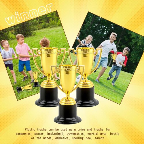 Mini Trophies - 8 Pcs 6-Inch Plastic Gold Trophy Cups for Kids Sports Tournaments & Party Favors