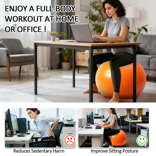 Gruper Yoga Ball, Multiple Sizes Non Slip Exercise Ball for Workout, Birthing, Balance, Stability, Pregnancy, 2200LB Capacity, Anti Burst Chair for Home and Office, Includes Quick Pump & Fitness Guide