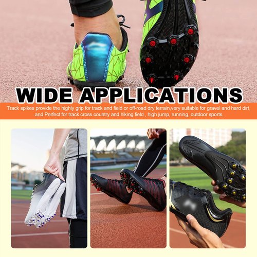 Tanstic 52Pcs 1/4 Inch 5 Colors Carbon Steel Track Spikes Cross Country Spikes with Spike Wrench for Sprint Sports Track and Cross Country Short Running
