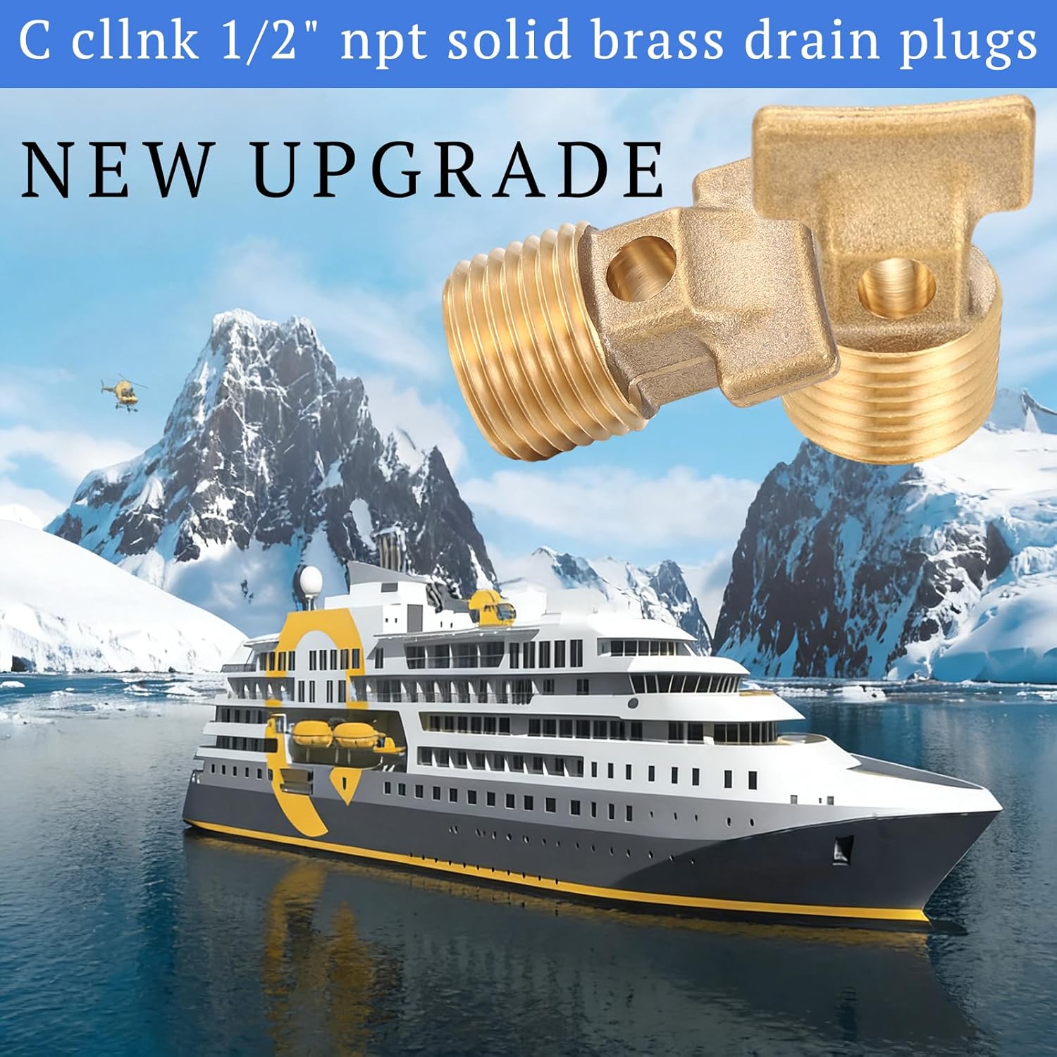 Skiennix 4 Pcs Solid Brass Boat Drain Plugs - 1/2" NPT Garboard Plug for Hulls | Durable & Reliable