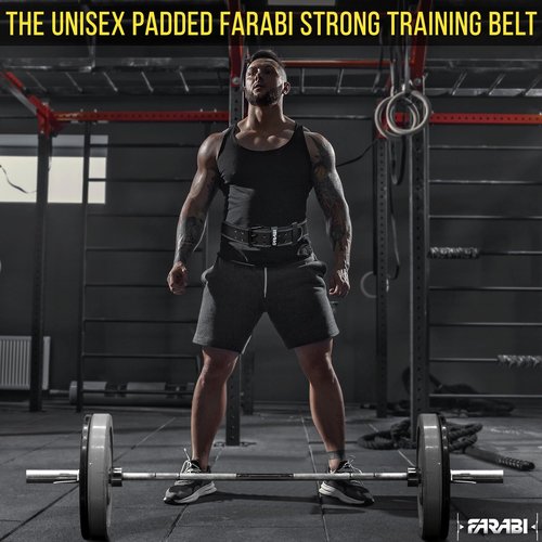 Farabi Sports Powerlifting Belt 100% Genuine Leather Weight Lifting Belt 4" wide Gym Belt Men and Women Weightlifting Belt for Gym Training Bodybuilding and Workout belt (Black, X-Large)