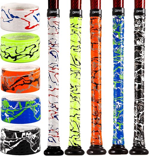 INSUM Baseball Bat Grip Tape - 5 Pack of 1.1mm Softball Wraps in Mixed Colors