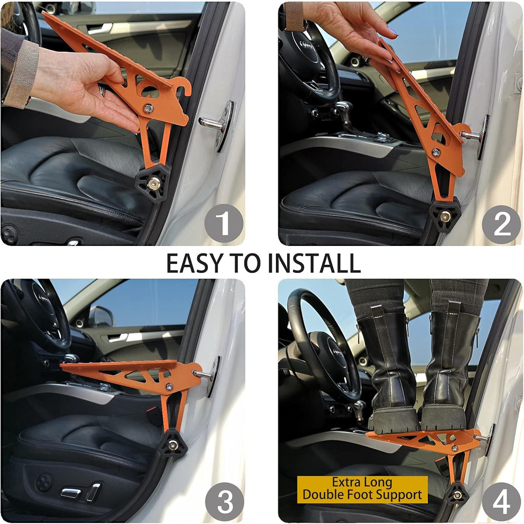 TOOENJOY Universal Fit Car Door Step - Foldable Roof Rack Pedal Ladder for Easy Rooftop Access (Orange)