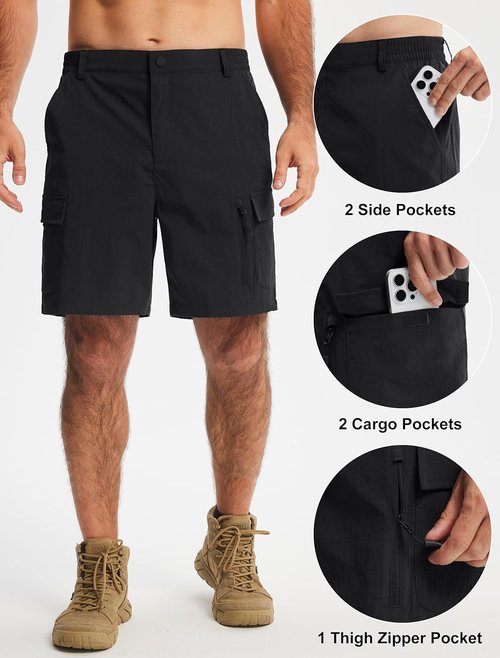 Libin Men's Hiking Cargo Shorts - Lightweight Quick-Dry Design with Zipper Pockets | Perfect for Golf, Work, and Fishing
