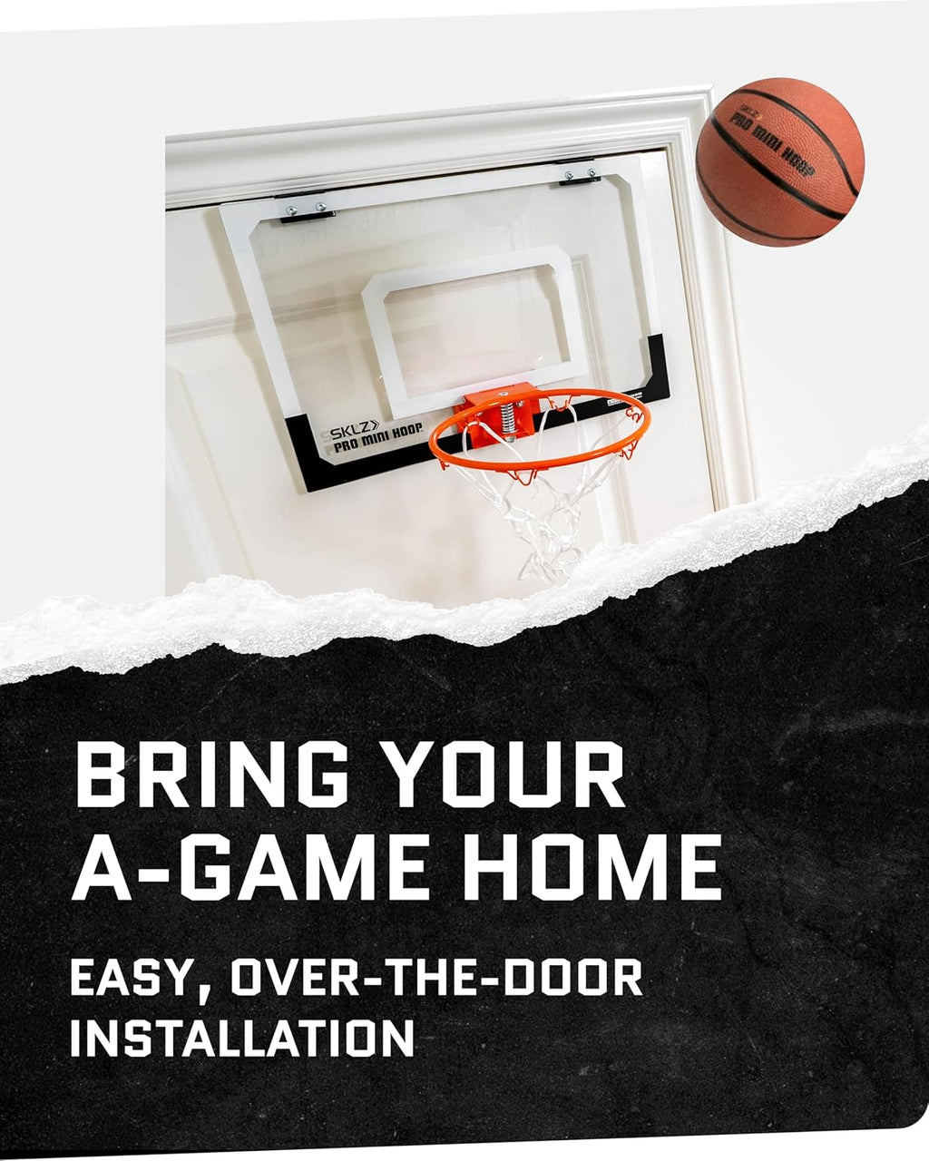 SKLZ Pro Mini Indoor Basketball Hoop - Over The Door Portable Design | Perfect for Home, Dorms, and Offices