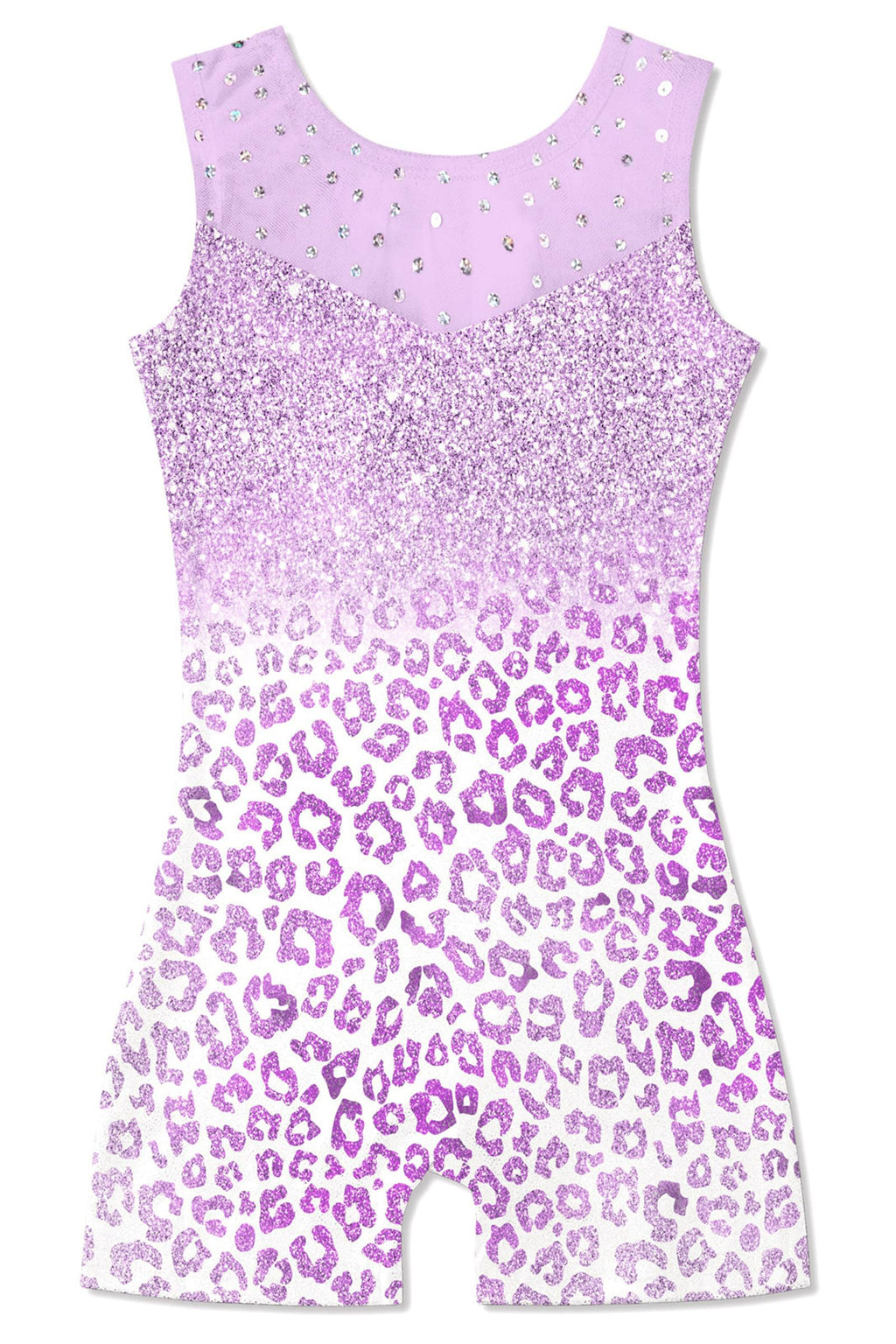 uideazone Little Girls Gymnastics Leotards 4t 5t Purple Leopard Ballet Unitards Sparkle Sequin Mesh Biketard Athletic Dance Wear for Kids