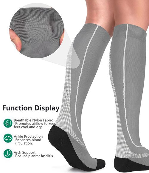 FuelMeFoot 3 Pack Compression Socks For Women Men Knee High Socks 15-20mmHg flight essentials plain high man 9-11 stuffers holiday stuff