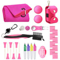 HYYPME Golf Accessories Kit 20 PCS Pink Golf Gift Set - Golf Towel, Ball Marker, Pins, Golf Club Cleaner, Pink Golf Balls w/Holder, Ball Alignment Kit, Divot Repair, Plastic Tees, All Pink Kit