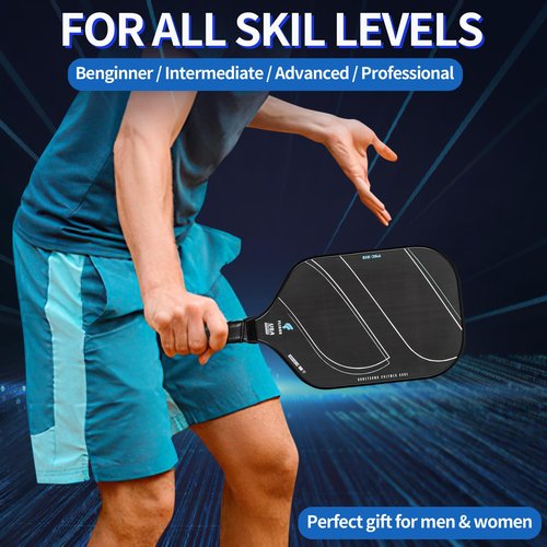 Pickleball Racquet T700 Raw Carbon Fiber Surface (CFS) Thermoformed Pickleball Paddles for high grit and Spin, USAPA approved16mm PP Honeycomb core with Pickleball Racket Cover (Thermoplastic Black)