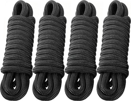 Marine Grade Dock Lines by [Brand Name] - 3/4" x 25' Nylon Boat Rope with 15" Loop - Heavy Duty, Fray Resistant, Easy Handling, Black