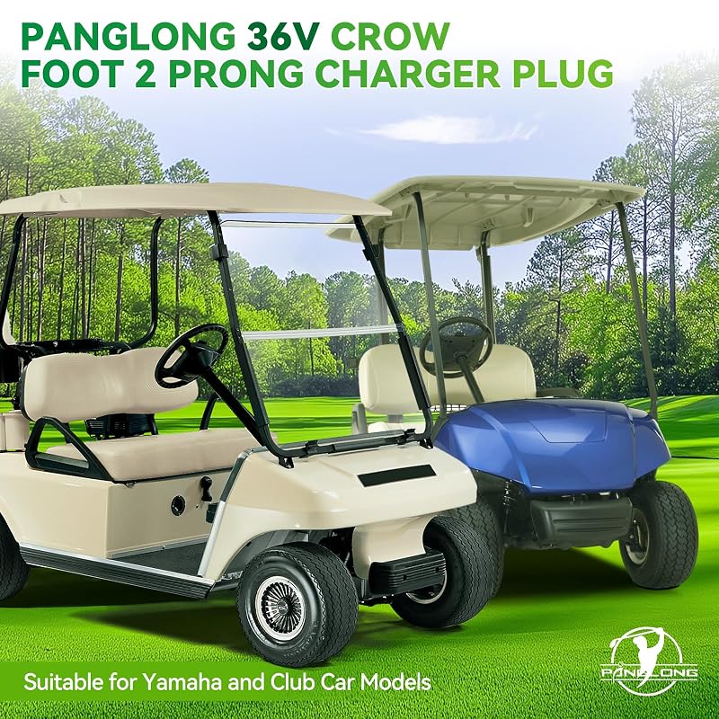 36V Crow Foot 2-Prong Golf Cart Charger Plug Replacement for Club Car & Yamaha