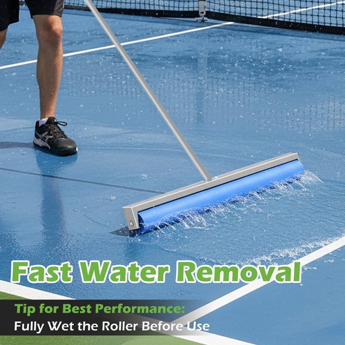 Montex Tennis Court Squeegee, Foam Tennis Sponge Roller, Lightweight Quick Clearing Tools for Tennis Basketball Sports Court, Silver