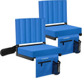 VIVOHOME Stadium Seats - Portable Bleacher Chairs with Back Support & Cup Holder | Blue, 2-Pack
