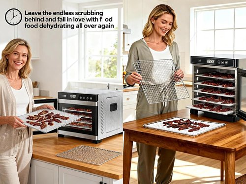 Cosori Silicone Dehydrator Tray Liners - 12x13 Inch Reusable Non-Stick Mesh Sheets | 6-Pack for Jerky, Herbs & Fruit