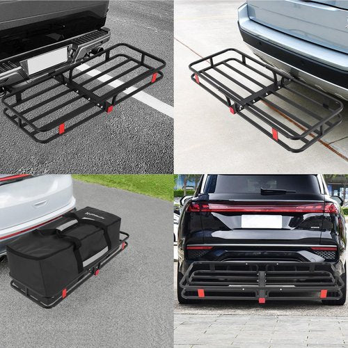 EliteEdge 500 Lbs Capacity Cargo Baskets - Heavy-Duty Hitch Mount Cargo Carrier Basket, 53" x 19" x 6" Cargo Rack Rear Luggage Basket for Car and SUV