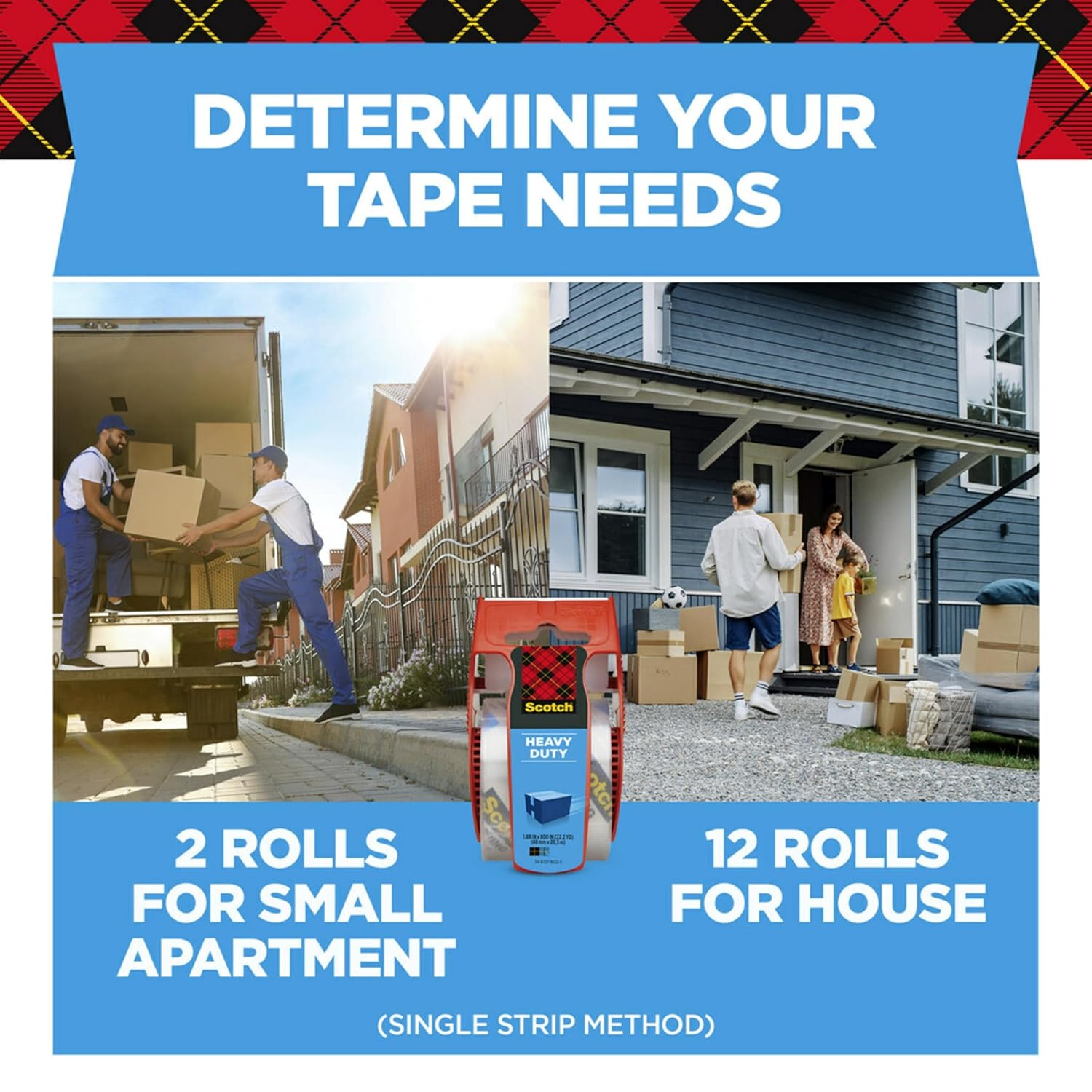 Scotch Heavy Duty Shipping Packing Tape - Clear, 1.88 in. x 27.7 yd. | Includes Dispenser for Easy Use