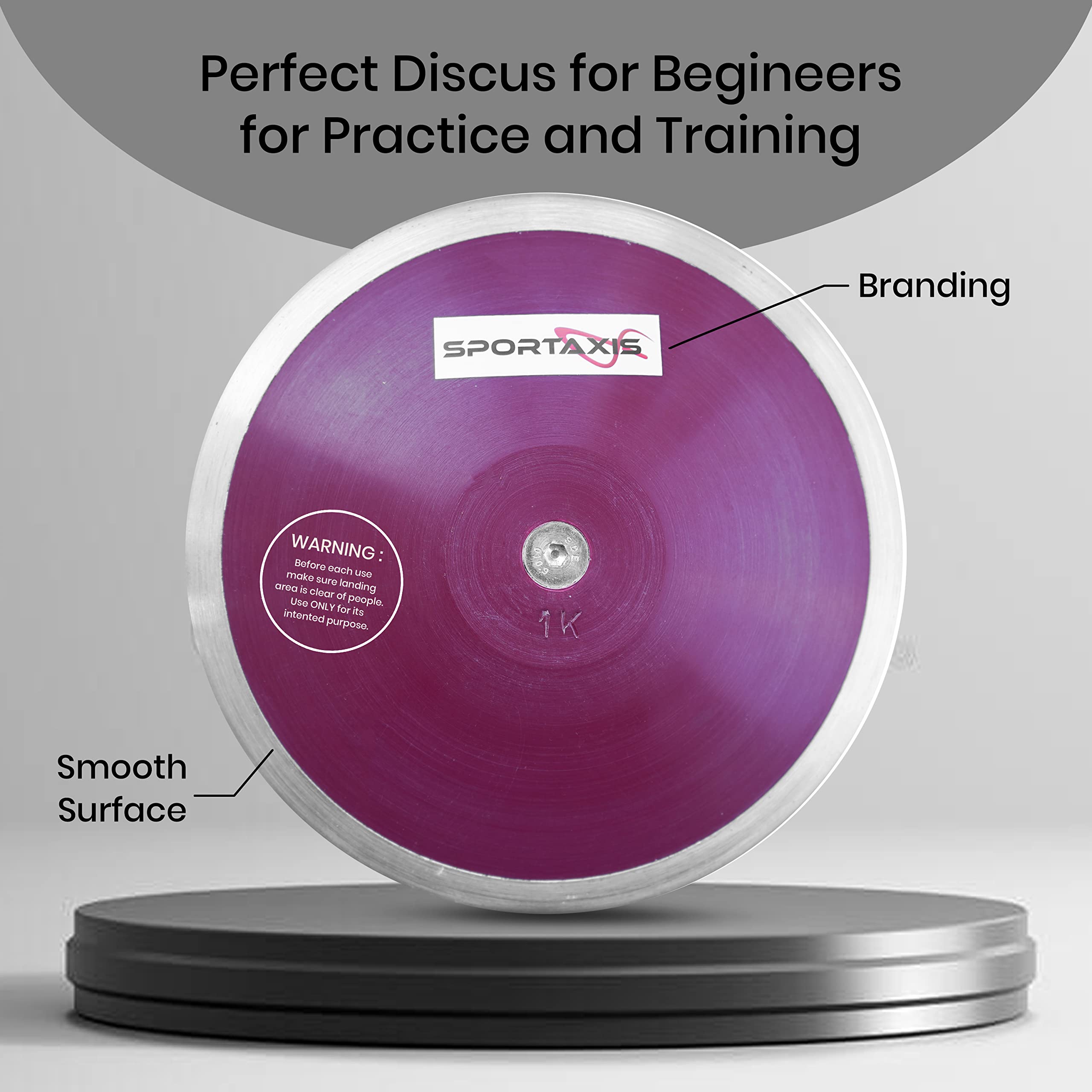 SPORTAXIS 1 Kg Training Discus for Men and Women - Throwing Discus for High School & College Throwers - High Spin, Low Spin - Ideal for Track, Field Practice & Competition - 73% Rim Weight