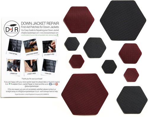 HEX Duo - Hexagonal Down Jacket Repair Patches | Two Color Kits for Easy Self-Adhesive Fixes