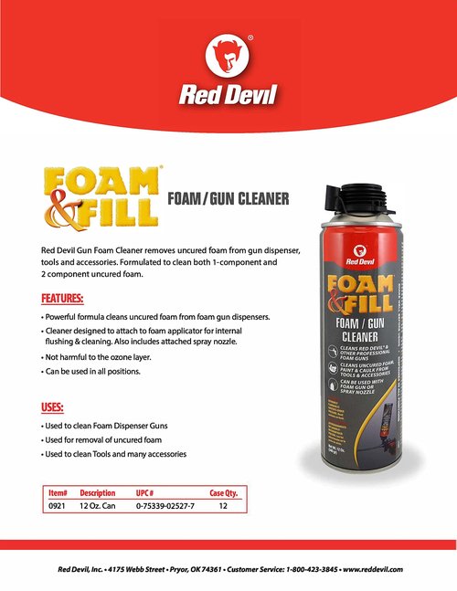 Red Devil 0921 Foam & Fill Foam Gun Cleaner, Clear
