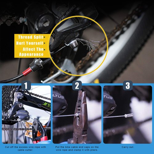 Glarks 121pcs Bike Cable End Caps & Cutter Set, 120pcs 6 Colors End Crimps with Stainless Steel Wire Rope & Aircraft Bicycle Cable Cutter Up to 5/32