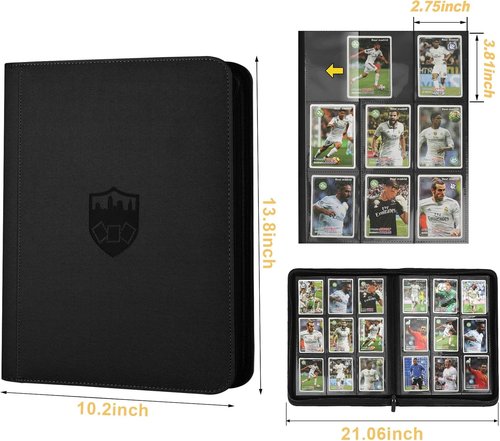 GERMUN Trading Card Binder - 9 Pocket Premium Card Holder for 360 Cards | Double-Sided Album (Black)