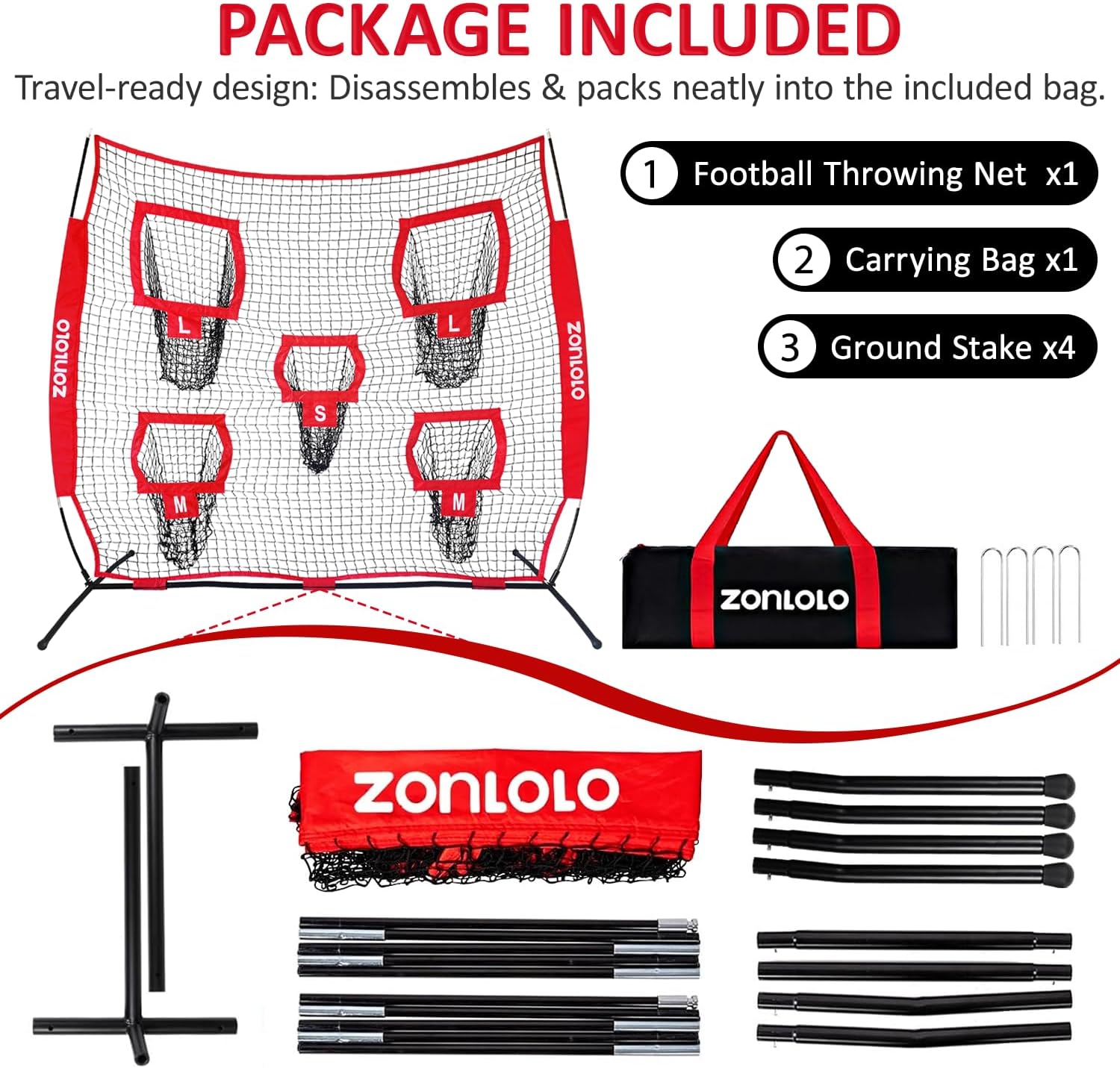 Skiennix Football Throwing Net - 7x7ft Training Target with 5 Size Options | Ideal for Quarterbacks & Easy Carry Bag