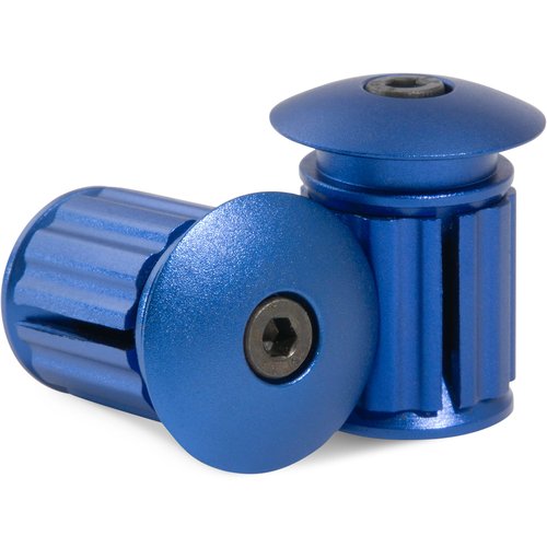 Domain Cycling - Handlebar End Plugs - Expanding, Aluminum and Adjustable Handlebar Bike Bar Ends for Road, Mountain, BMX, MTB Bicycle - 2 Set Plug or Cap for Bike Bars (Blue)