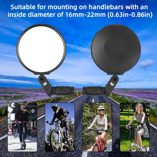 YISUGOOC 2 Pair Bike Mirror With Bike Bell 360° Adjustable HD Convex Bike Mirror Handlebar For Mount Mountain Road Bikes Motorcycle (2* Large Mirror + 1* Bell)