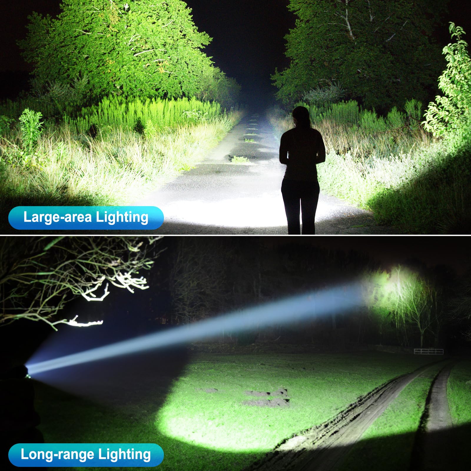 SKNSL Rechargeable LED Flashlights High Lumens, 99,000 Lumens Super Bright Flashlight 7 Modes w/COB Work Light, Powerful Flash Light for Outdoor Emergency Hiking Camping