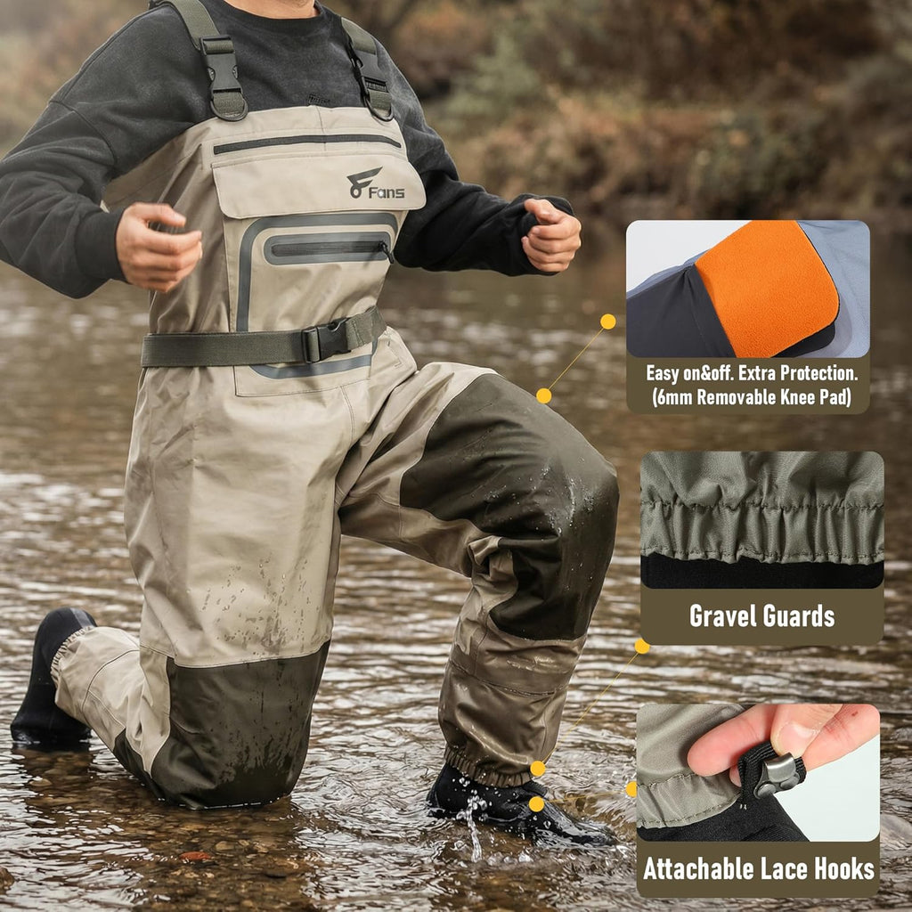 Skiennix Fishing Chest Waders - Waterproof Breathable Stockingfoot Design | Lightweight 3-Layer Neoprene for Men & Women