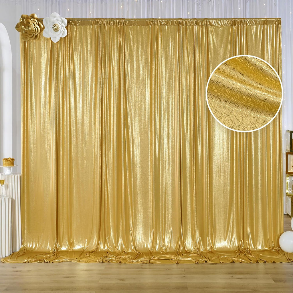 Skiennix Gold Sequin Backdrop Curtain Panels - Wrinkle-Free Glitter Photo Drapes | 10x10 ft for Weddings & Parties