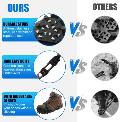 Ice Cleats for Shoes and Boots, Non Slip Ice Shoes Grippers 28 Studs Snow Cleats Crampons for Women Men Ice & Snow Cleats with Adjustable Straps for Winter Hiking Walking Ice Fishing