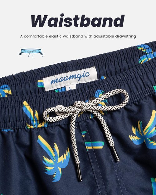 Maamgic Men's Swim Trunks - Quick Dry Swim Shorts with Mesh Lining | Fun 7-Inch Bathing Suits