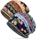 Women's Summer Beanie for Men Hat Boho Hats Adult Dwarf Hats Chemo Cap Cancer Headwear Caps Baggy Skull Sleep Cap Nightcap (A-1332Pack)