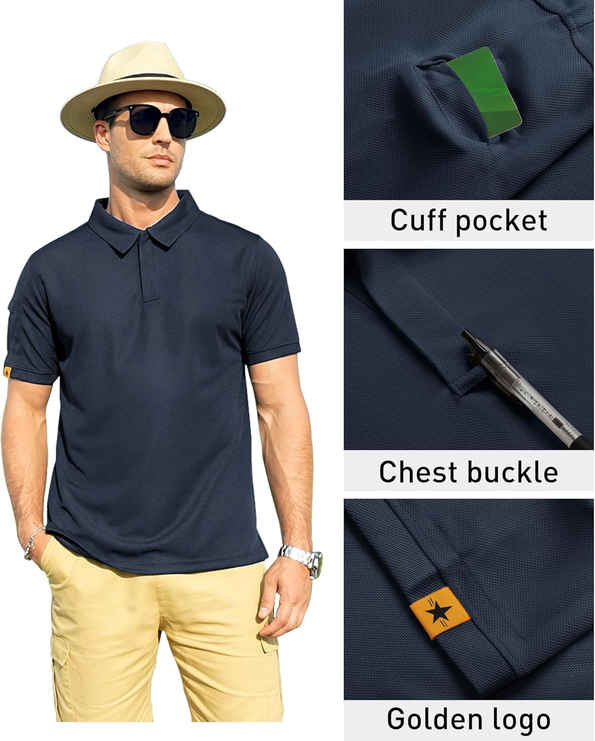 ZITY Men's Polo Shirt - Short Sleeve Tactical Golf T-Shirt | Stylish Casual Collared Design