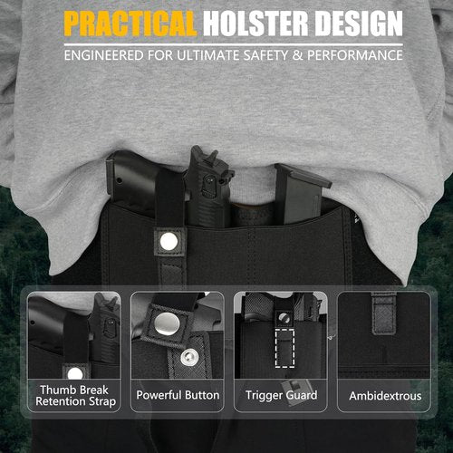 Belly Band Holster - Breathable Neoprene Tactical Gun Holster for Men & Women | Fits Glock 19, 17, 43 & More